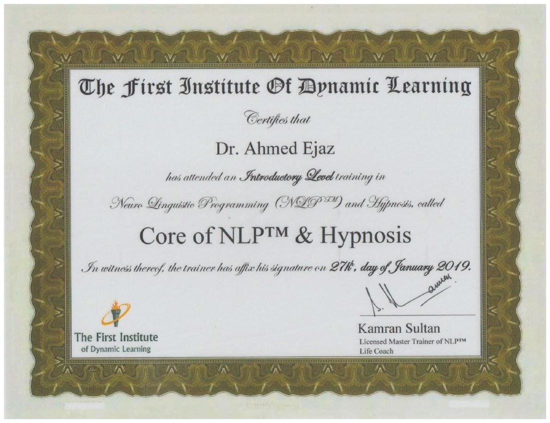 Core of NLP & Hypnosis, The First Institute of Dynamic Learning, January 2019