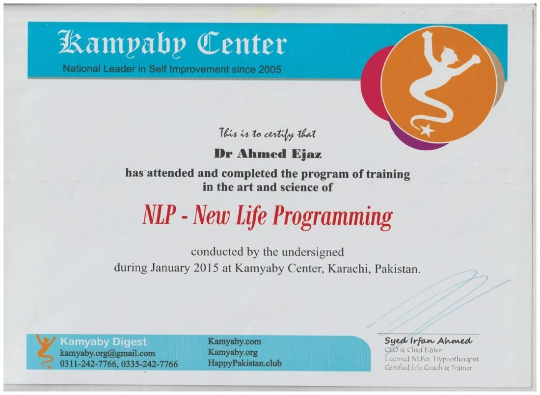 NLP: New Life Programming, Kamyaby Center, Karachi, January 2015