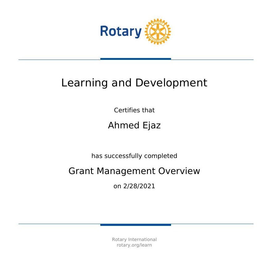 Grant Management Overview, Rotary International Learning and Development, 2021