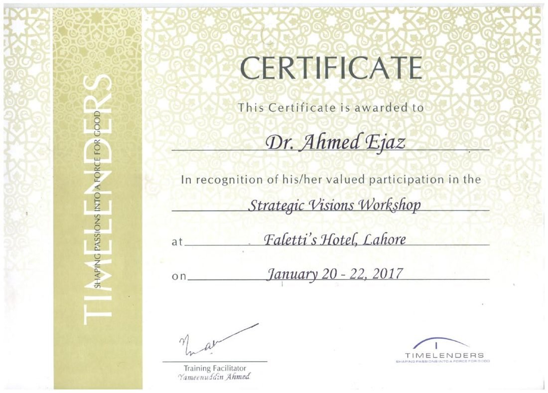 Strategic Visions Workshop, Timelenders, Lahore, January 2017